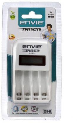 Envie Speedster ECR-11 + 4xAA 2100mah rechargeable Camera Battery Charger  (White)