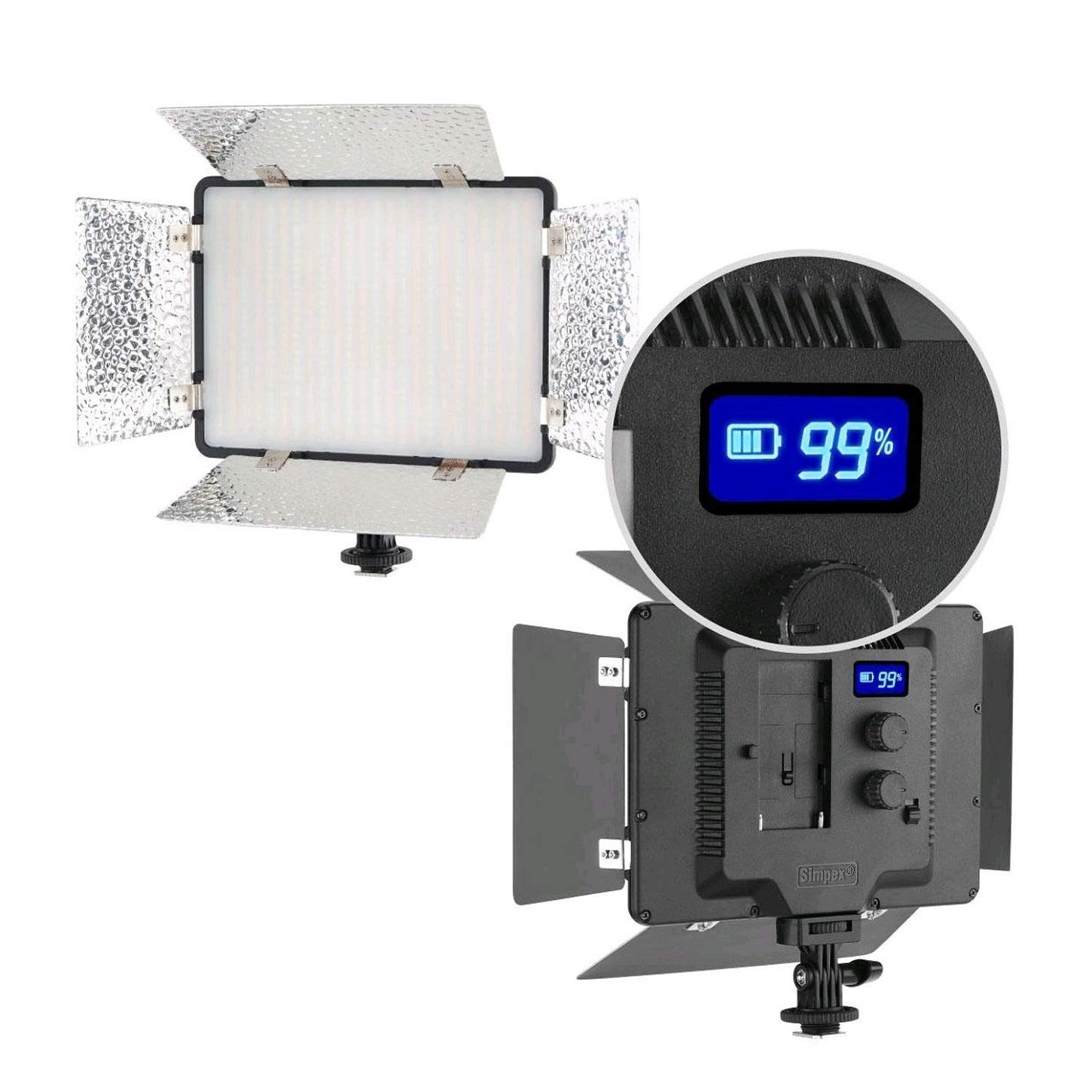 Simpex LED 720 with Barndoor – Professional Ultra Slim, Dual Color LED Video Light with Battery and Charger