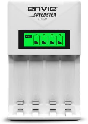Envie Ultra Fast Charger ECR 11 | For AA & AAA Ni-mh Rechargeable Batteries | With LCD Display | 1800MA Output Current (White) (ECR 11) Camera Battery Charger  (White)