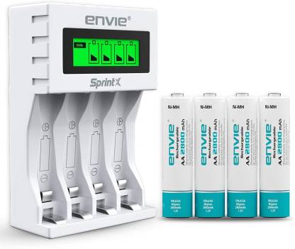 Envie Ultra Fast Charger ECR 11 MC For AA & AAA Ni-MH Rechargeable Batteries With 4xAA2800 Rechargeable Batteries | With Over Charge Protection Camera Battery Charger  (White)