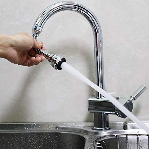 Stainless Steel Flexible Hose Extension with 2 Modes Water Saving, Faucet (Standard Size, Silver)
