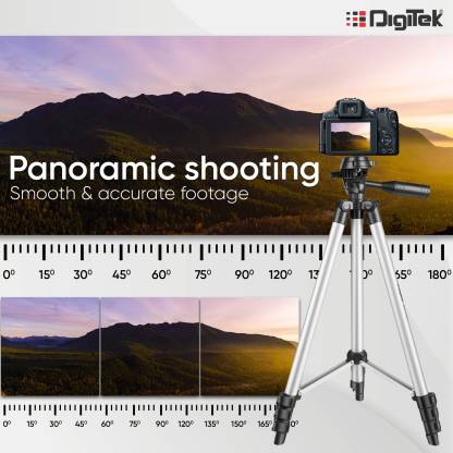 DIGITEK DTR 455 LT Tripod For DSLR, Camera & Smartphone |Operating Height: 4.26 Feet | Load Capacity: 3 kgs | Lightweight & Sturdy Tripod with 3 Way Head Adjustable Pan. (DTR 455 LT) Tripod  (Silver, Supports Up to 3000 g)