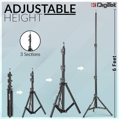 DIGITEK Lightweight & Portable 6 Feet Aluminum Alloy Studio Light Stand | For Videos | Portrait | Photography Lighting | Ideal For Outdoor & Indoor Shoots. (DLS 006FT) Tripod  (Black, Supports Up to 4000 g)
