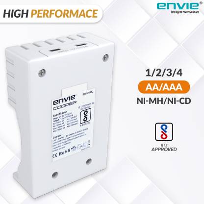 Envie Ultra Fast Charger ECR 20 MC | For AA & AAA Ni-mh Rechargeable Batteries | With LED Indicator | 600MA output current| Compatible with Power Banks | Car Charger | Laptop | Travel Adapter (White) (ECR 20 MC) Camera Battery Charger  (White)