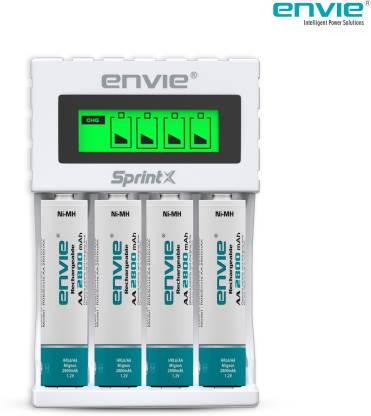 Envie Ultra Fast Charger ECR 11 MC For AA & AAA Ni-MH Rechargeable Batteries With 4xAA2800 Rechargeable Batteries | With Over Charge Protection Camera Battery Charger  (White)