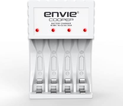 Envie Ultra Fast Charger ECR 20 MC | For AA & AAA Ni-mh Rechargeable Batteries | With LED Indicator | 600MA output current| Compatible with Power Banks | Car Charger | Laptop | Travel Adapter (White) (ECR 20 MC) Camera Battery Charger  (White)