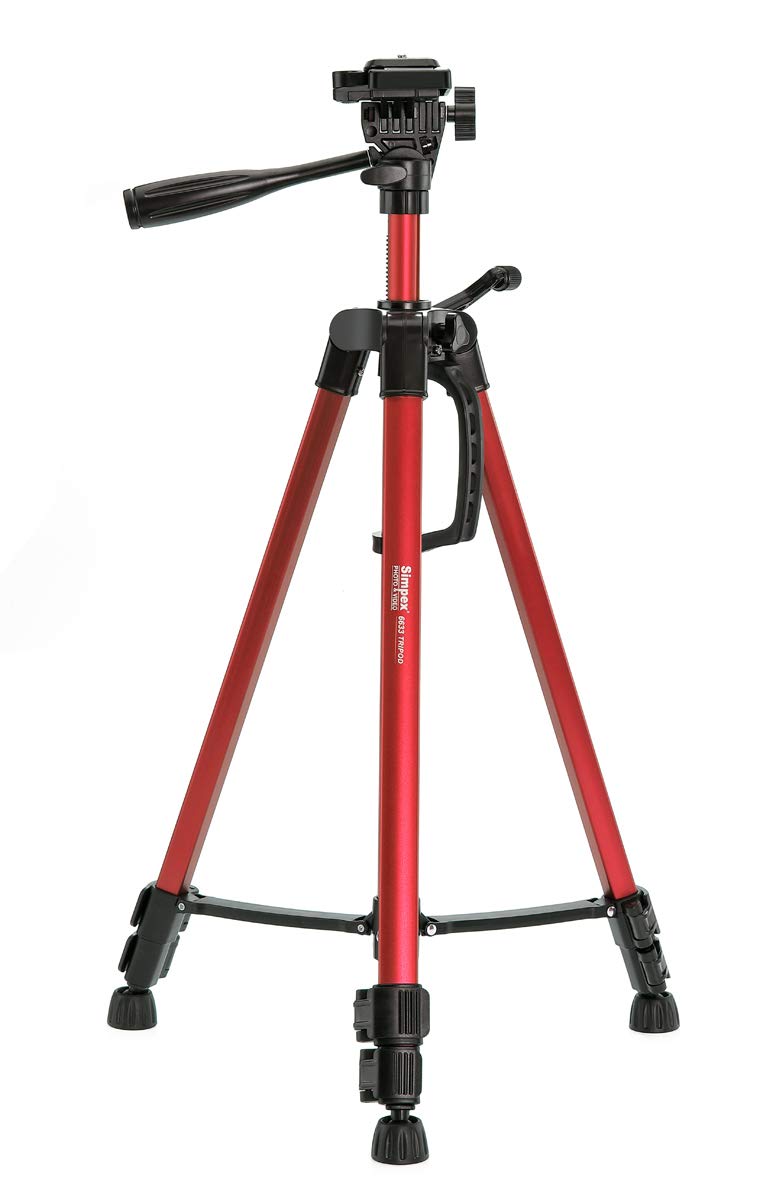 Simpex Camera Tripod 6633 with Mobile Holder Bracket for Smartphones, DSLR and Cameras Red