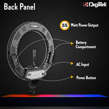 DIGITEK Professional 18 inch big LED Ring Light With 6 Feet Tripod Stand | 2 color modes Dimmable Lighting | For YouTube | Photo-shoot | Video shoot | Live Stream | Makeup & Vlogging | Compatible with iPhone/ Android Phones & Cameras (DRL 18H C) 5000