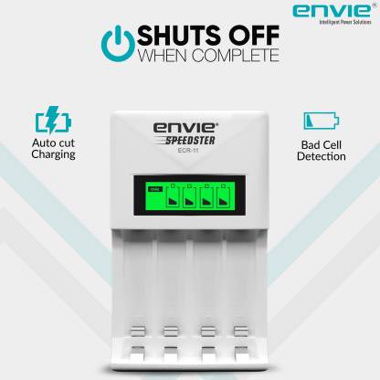 Envie Ultra Fast Charger ECR 11 | For AA & AAA Ni-mh Rechargeable Batteries | With LCD Display | 1800MA Output Current (White) (ECR 11) Camera Battery Charger  (White)