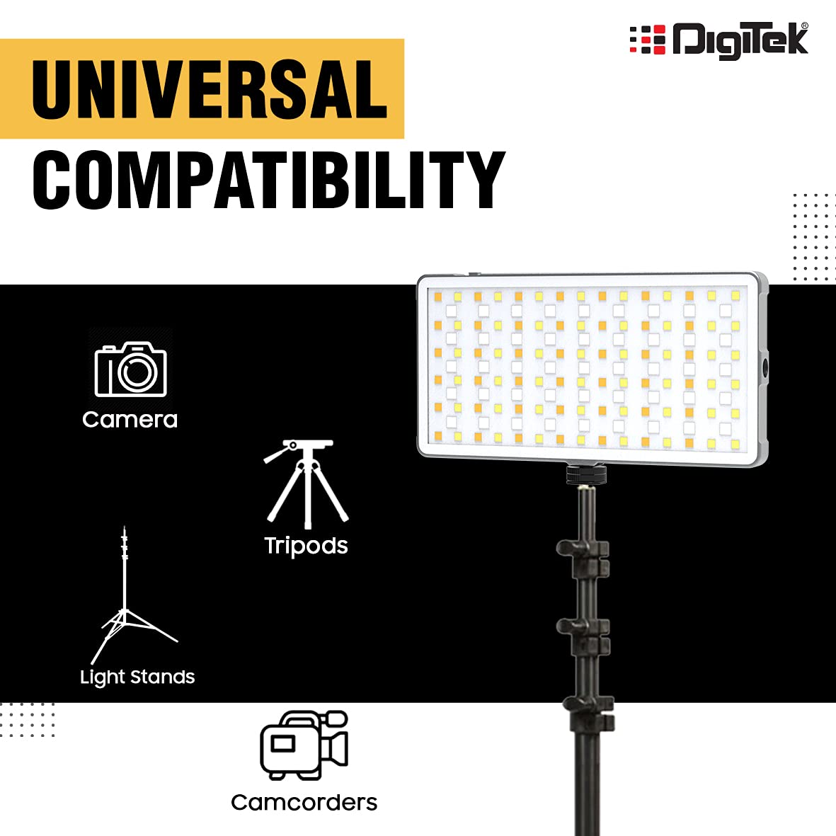 DIGITEK LED-D200 ML Portable LED 10w Video Light with 4200 Mah Battery | Dual Color Temperature | OLED Screen Display | Brightness Control | Built-in Battery & Input-Output Port for Charging