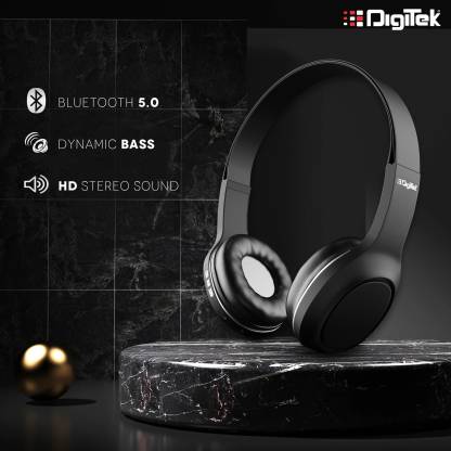 DIGITEK DBH 006 Over-Ear Bluetooth 5.0 Headphone | With Extra Bass | Upto 10 Hrs. Playtime | Dual Pairing | In-Built Mic | And Noise Cancellation (Black) (DBH006) Bluetooth Headset  (Black, On the Ear)