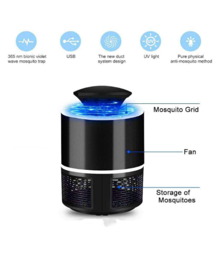 Electric 360 Degree Usb Mosquito Killer Lamp Mosquito Trap MachineChemical Free For Home Kitchen Bedroom (Black )
