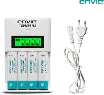 Envie Speedster ECR-11 + 4xAA 2100 Ni-MH rechargeable Camera Battery Charger  (White)