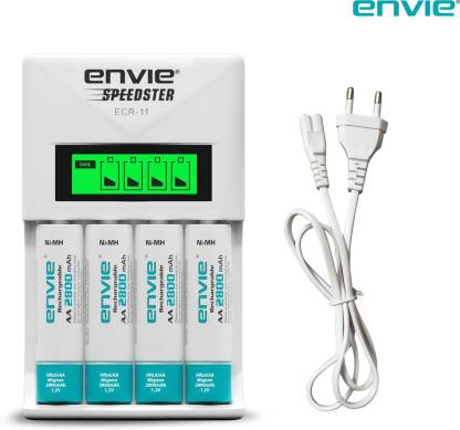Envie Speedster ECR-11 + 4xAA 2800 Ni-MH rechargeable Camera Battery Charger  (White)