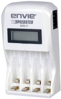 Envie Speedster ECR-11 + 4xAA 1000 Ni-CD rechargeable Camera Battery Charger  (White)